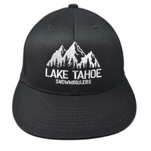 210 Fitted Baseball Cap Black White 7 5/8 Lake Tahoe Snowmobilers Mountain Hat